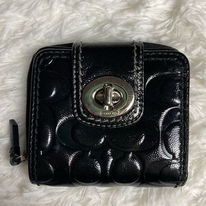 Coach Embossed Patent Leather Turnlock Medium Wallet